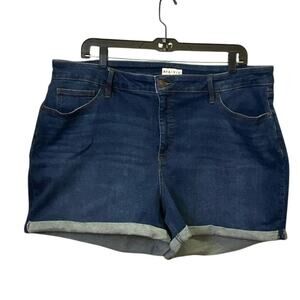 Ava & Viv 22W Stretch Cotton Dark Wash Denim Blue Jean Short Shorts w Pockets